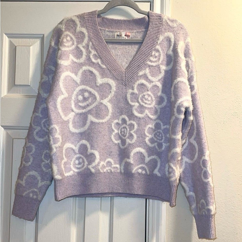 Hazel Moon V-Neck Sweater in Purple